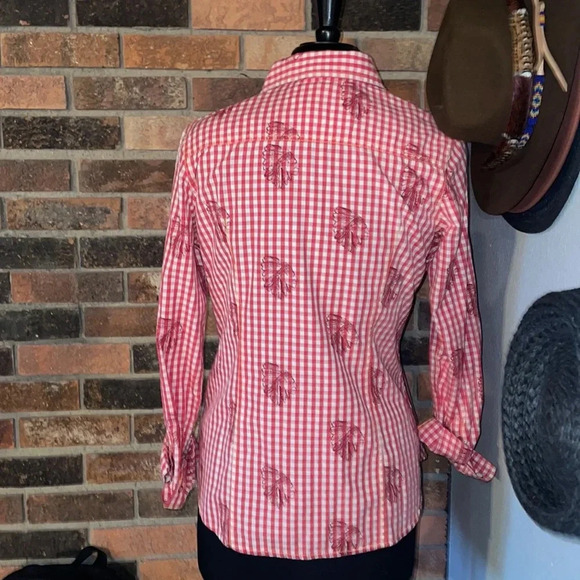 Red & White Checkered Headdress Button Down Shirt M - Picture 5 of 8